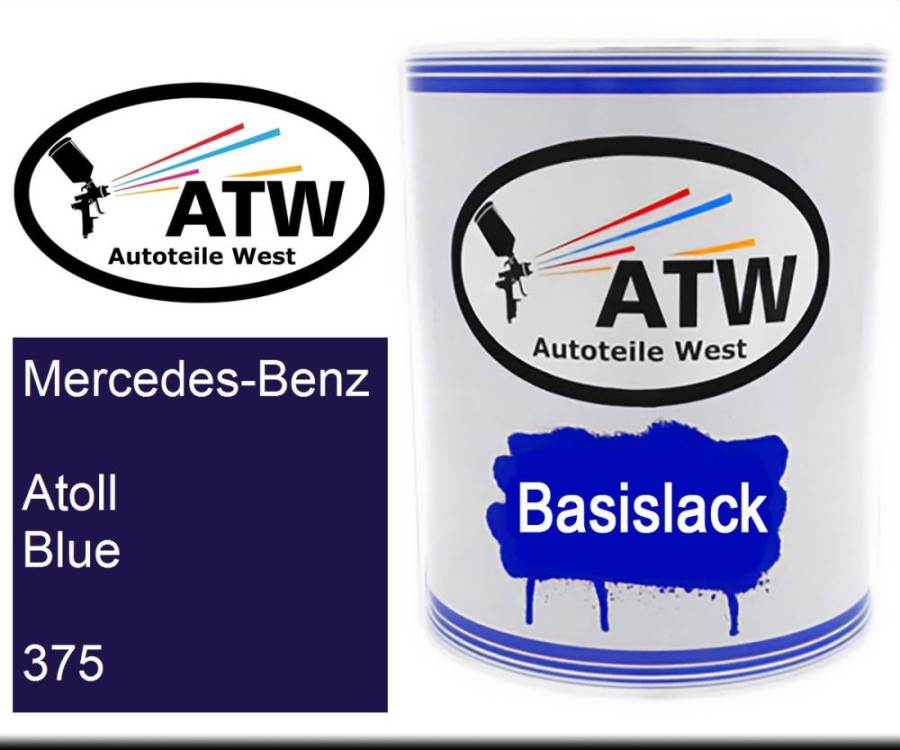 Mercedes-Benz, Atoll Blue, 375: 1L Lackdose, von ATW Autoteile West.